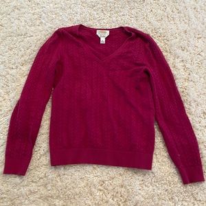 Talbots petites dark pink neck cable kit sweater small